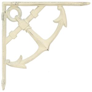 vidaXL Wandplank Beugels 12 st Antiek wit 21 x 21 x 3.5 cm Staal