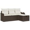 vidaXL Tuin Sofa Set met kussen met opslag 4 pcs Bruin Poly riet