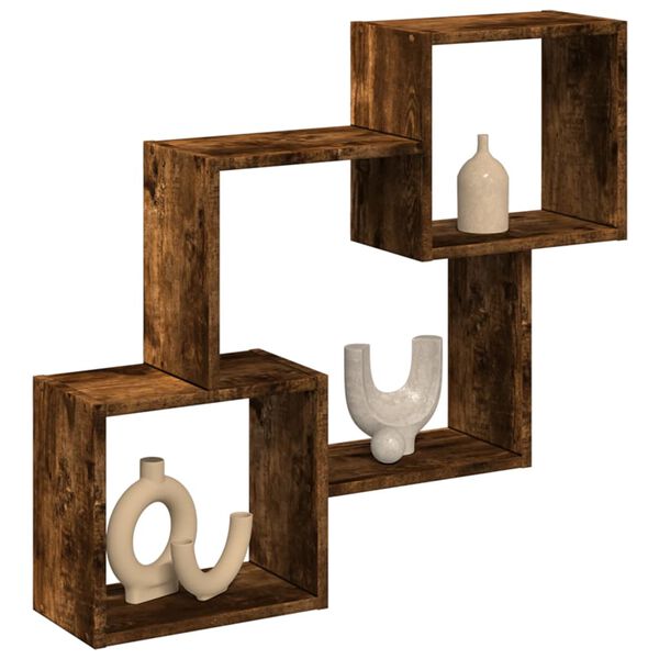 vidaXL Wandkast 78x18x71 cm bewerkt hout gerookt eikenkleurig