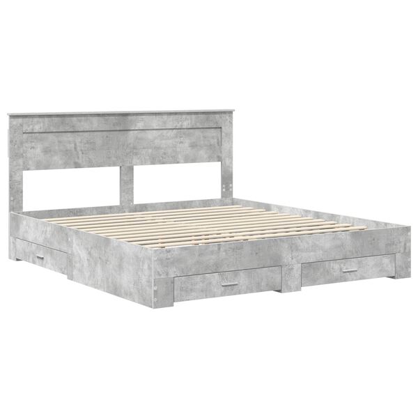 vidaXL Bedframe met hoofdeinde Beton Grijs 180 x 200 cm Bewerkt hout