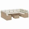 vidaXL Bankstel met kussen 10 pcs Beige Poly Rattan