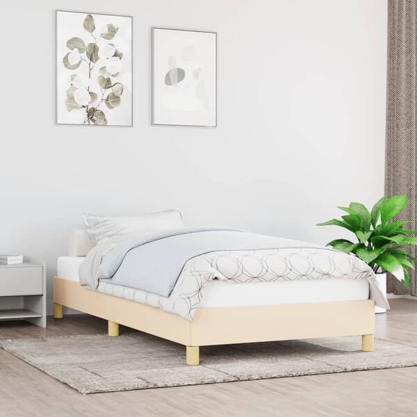 vidaXL Bedframe zonder matras 80x200 cm stof crèmekleurig