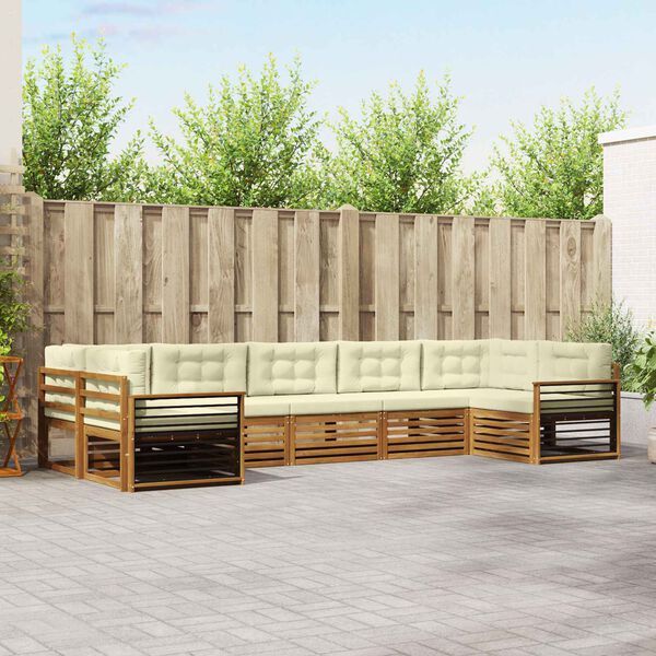 vidaXL Sofa-Sets 7 pcs Natuurlijk en Cr&egrave;me Massief Acaciahout