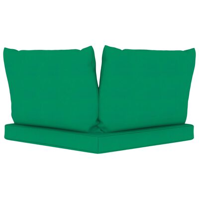 vidaXL Tuinbank 2-zits pallet met groene kussens grenenhout