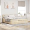 vidaXL Ottoman bed met matras 160x200cm stof crèmekleurig