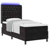 vidaXL LED Boxspring Bed met Matras Geruit Zwart 90 x 190 cm Fluweel