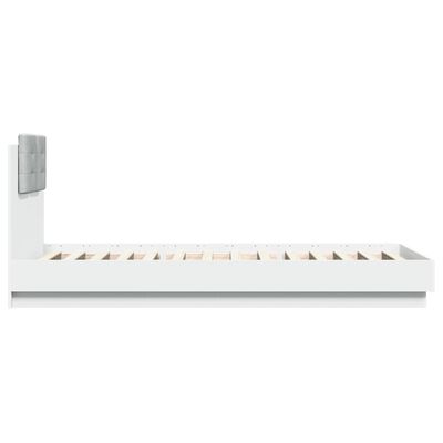 vidaXL Bedframe met hoofdbord bewerkt hout wit 90x200 cm