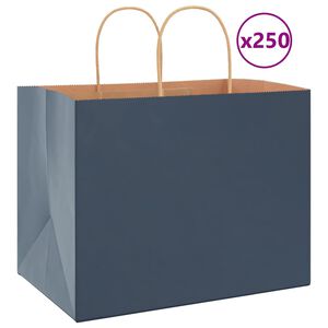 vidaXL Papieren zakken 250 st met hengsels 32x22x24 cm blauw