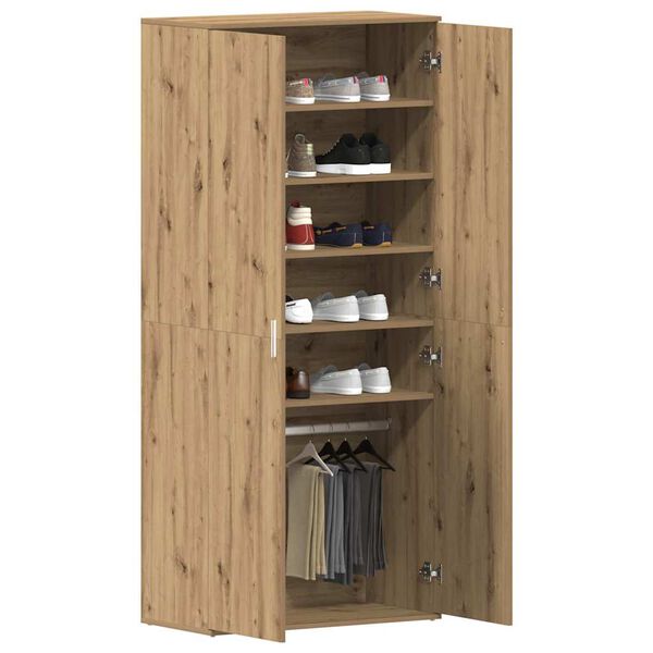 vidaXL Schoenenkast Artisan Eiken 80 x 39 x 178 cm Bewerkt hout