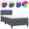 vidaXL Boxspring met matras en LED fluweel donkergrijs 90x220 cm