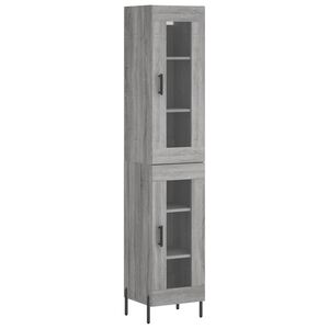 vidaXL Hoge kast 34,5x34x180 cm bewerkt hout grijs sonoma eikenkleurig