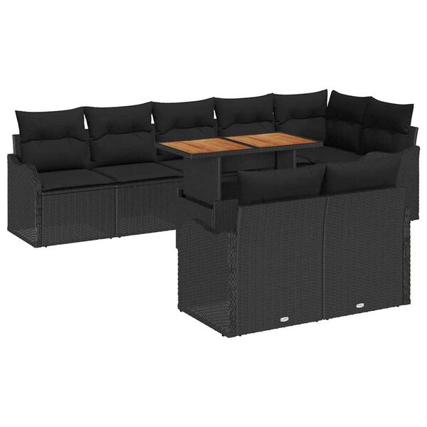 vidaXL Tuin Sofa Set met kussen 9 pcs Zwart