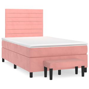 vidaXL Boxspring met matras fluweel roze 120x200 cm