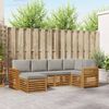 vidaXL Hoekbank Set 6 pcs Natuurlijk en Lichtgrijs Massief Acaciahout