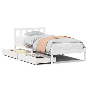 vidaXL Bedframe zonder matras massief grenenhout wit 75x190 cm