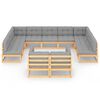 vidaXL 11-delige Loungeset met kussens massief grenenhout