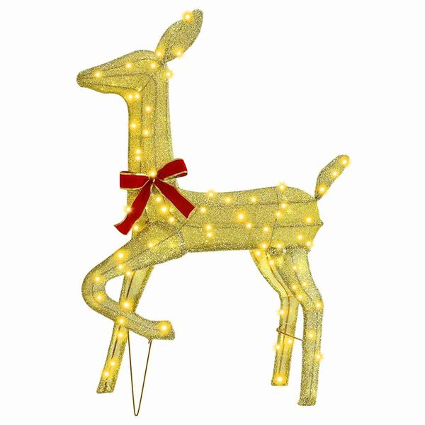 vidaXL Rendierfamilie met 300 LED 3 pcs Warmwit 68 x 26 x 127 cm Stof