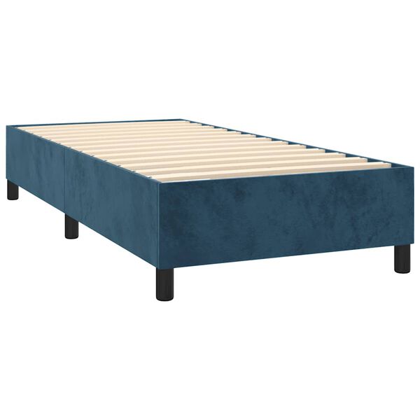 vidaXL Boxspring met matras fluweel donkerblauw 80x200 cm