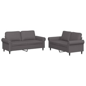 vidaXL 2-delige Loungeset met kussens kunstleer grijs