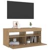 vidaXL Tv-meubel met LED 90x35x40 cm bewerkt hout artisanaal eiken