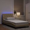 vidaXL Bedframe met LED zonder matras 100x200 cm stof cr&egrave;me