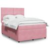 vidaXL Boxspring met matras fluweel roze 140x200 cm