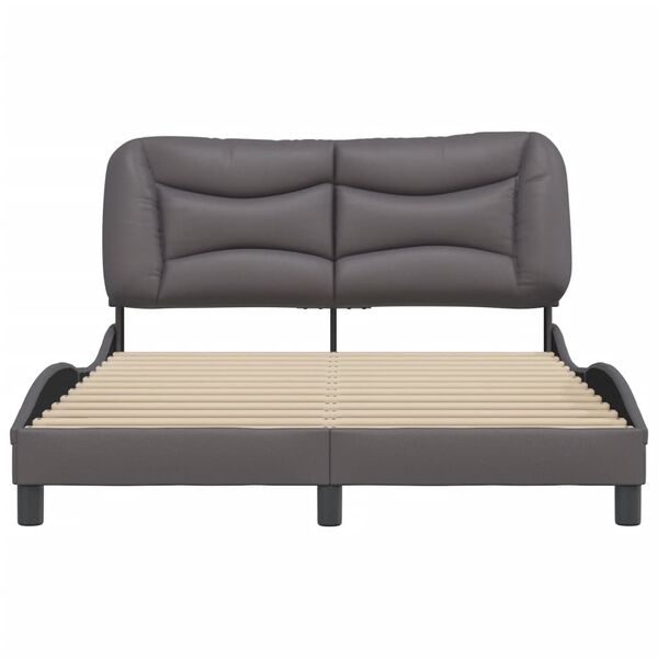 vidaXL Bedframe zonder matras "Hvar" kunstleer grijs 140x200 cm