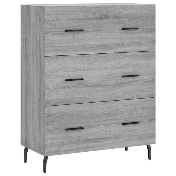 vidaXL Dressoir 69,5x34x90 cm bewerkt hout grijs sonoma eikenkleurig