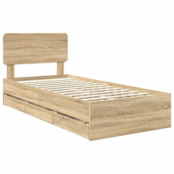 vidaXL Bedframe met lade Sonoma Eiken 100 x 200 cm Geconstrueerd hout
