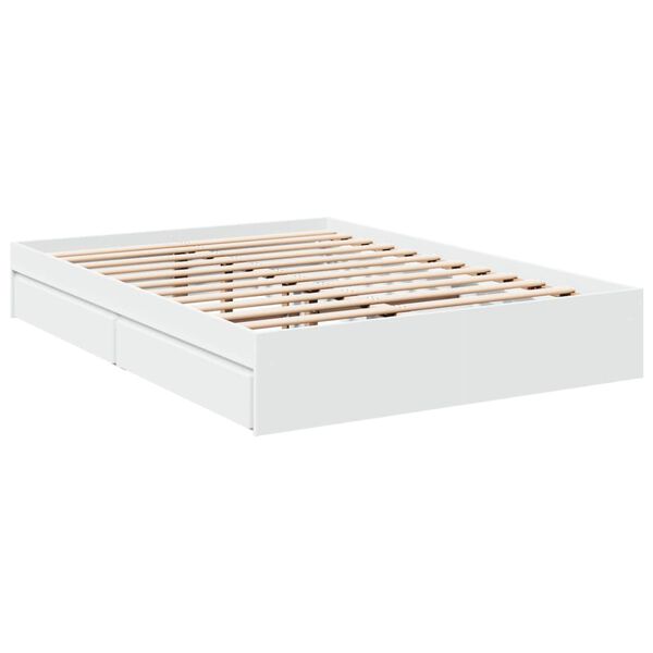 vidaXL Bedframe met lades bewerkt hout wit 135x190 cm