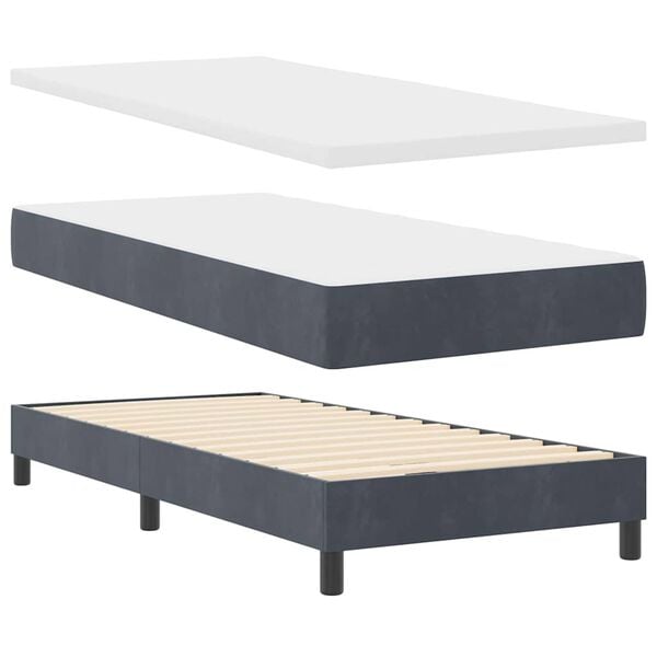 vidaXL Boxspringbed met matras Donkergrijs 90 x 200 cm Fluweel