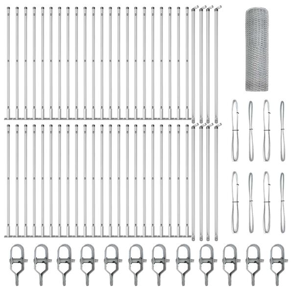 vidaXL Afrasteringspaal Zilver 100 x 0,4 m (13 mm gaas) Staal