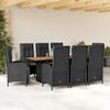 vidaXL 9-delige Tuinset poly rattan zwart