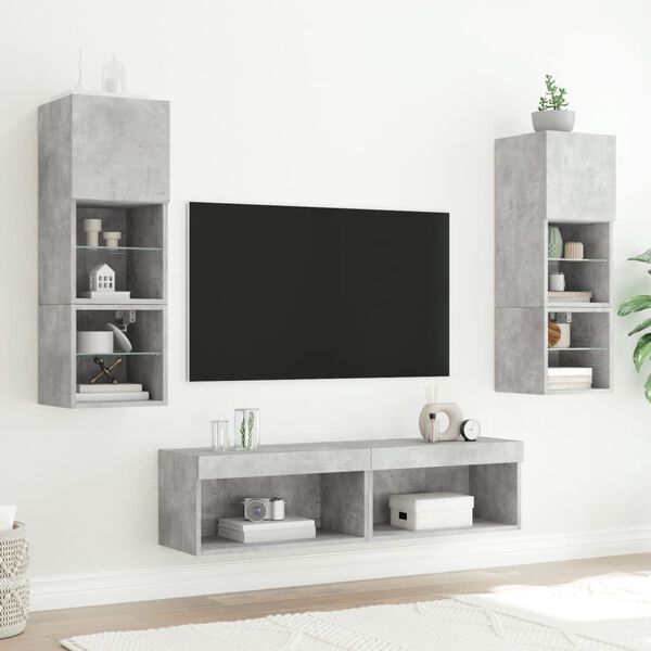 vidaXL Tv-meubels met LED-verlichting 2 st 60x30x30 cm betongrijs