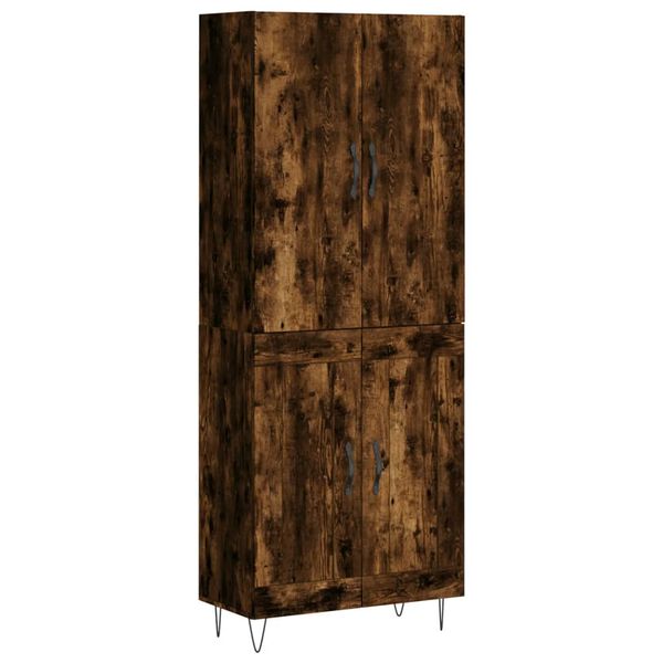 vidaXL Hoge kast 69,5x34x180 cm bewerkt hout gerookt eikenkleurig