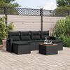 vidaXL 7-delige Loungeset met kussens poly rattan zwart