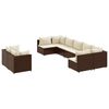 vidaXL 9-delige Loungeset met kussens poly rattan bruin