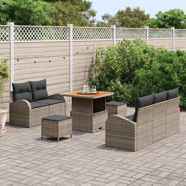 vidaXL Tuin Sofa Set met kussen met opslag met kussen 8 pcs Grijs