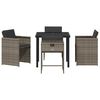 vidaXL Tuin eettafelset met kussen 5 pcs Grijs poly rattan