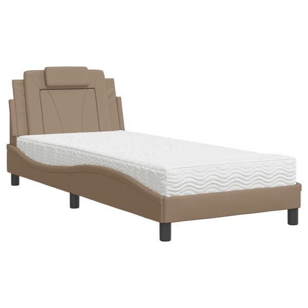 vidaXL Bed "Viana" met matras kunstleer cappuccinokleurig 90x200 cm