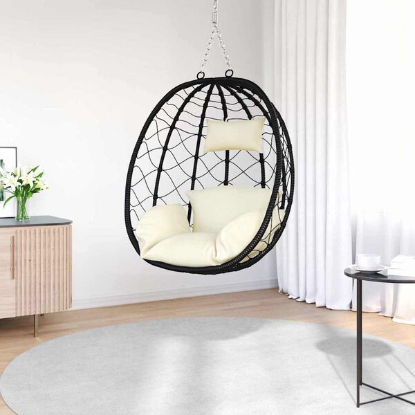 vidaXL Hangende ei-stoel Cr&egrave;mewit 91,5 x 60 x 110 cm poly rattan