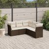 vidaXL 5-delige Loungeset met kussens poly rattan bruin