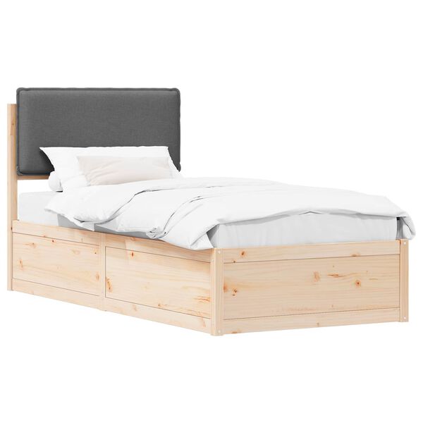 vidaXL Bedframe met Gevoerd Hoofdgedeelte Donkergrijs 80 x 200 cm