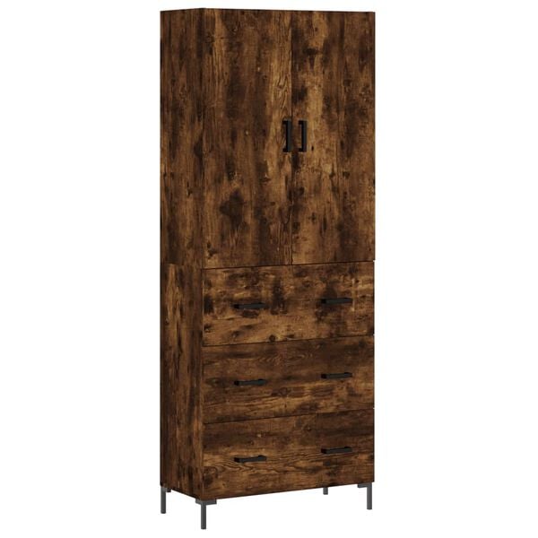 vidaXL Hoge kast 69,5x34x180 cm bewerkt hout gerookt eikenkleurig