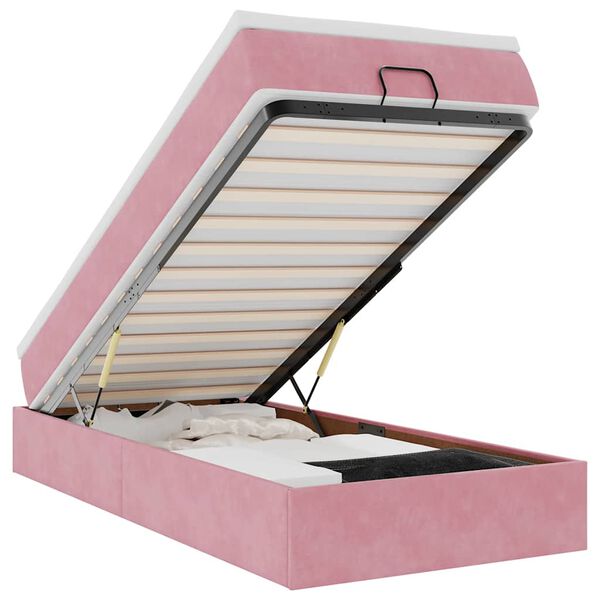 vidaXL Ottoman bed met matras 100x200 cm fluweel roze