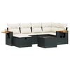 vidaXL 7-delige Loungeset met kussens poly rattan zwart