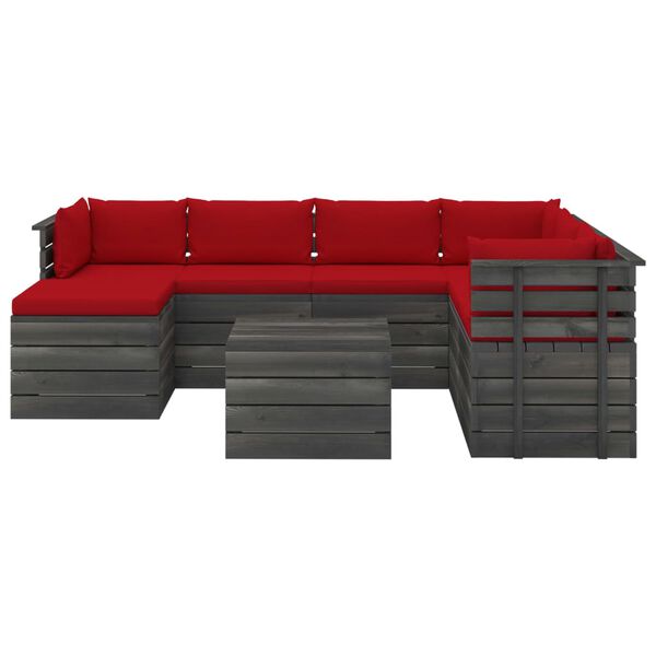 vidaXL 8-delige Loungeset pallet met kussens massief grenenhout