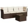 vidaXL 5-delige Loungeset met kussens poly rattan bruin