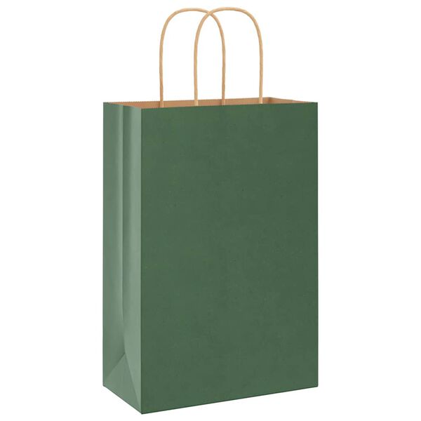 vidaXL Papieren zakken 250 st met hengsels 21x11x31 cm groen