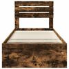 vidaXL Bedframe Gerookt eiken 90 x 190 cm Massief grenenhout